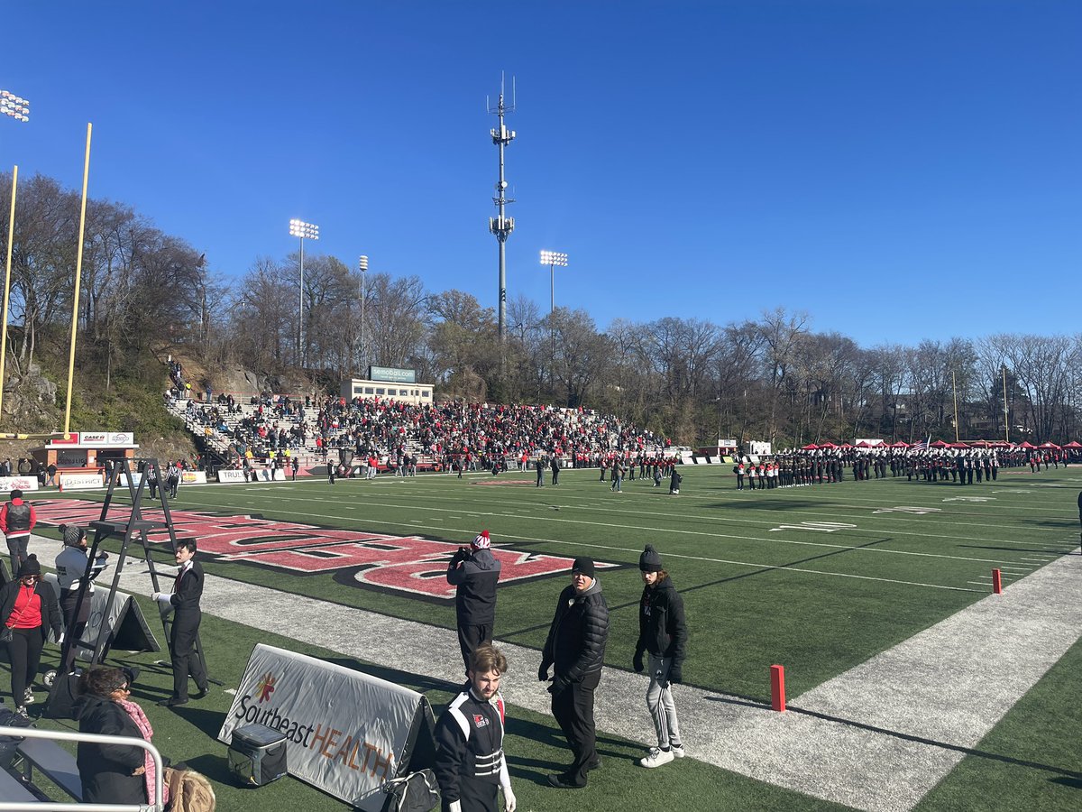 CFBWorldTour's tweet photo. It’s game time at my final new stadium of the year, Houck Stadium! Southeast Missouri State RedHawks are fighting for the OVC title today against Murray State. I’ve got to see each of these teams already this season, so I know it should be a fun game. https://t.co/aZM1sQzeTB