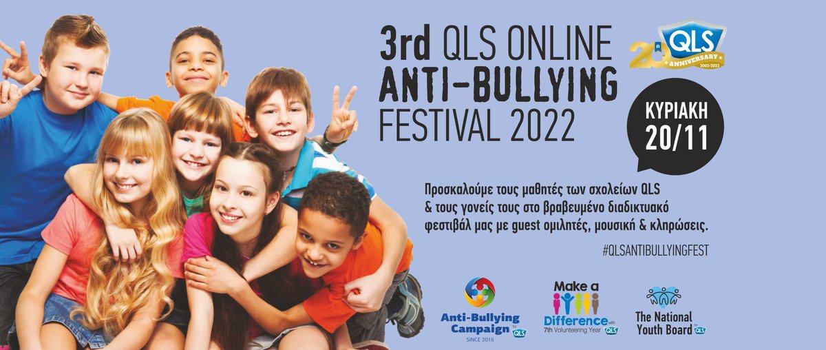 qlsnetwork's tweet photo. ➡️https://t.co/a6k4qQ3ikR
Watch the teaser video of our 3rd #QLSAntiBullyingFest feat. esteemed guests @AnnaMcGovernUK 🇬🇧, #AXEPT 🇬🇷 & #RoseyBlue 🇬🇷! Counting the hours! #edutwitter #QLS20 #AnnaMcGovern #AntiBullyingWeek #Bullying #bullyingprevention #QLS #kindness #socialaction https://t.co/MCL61WOqiv