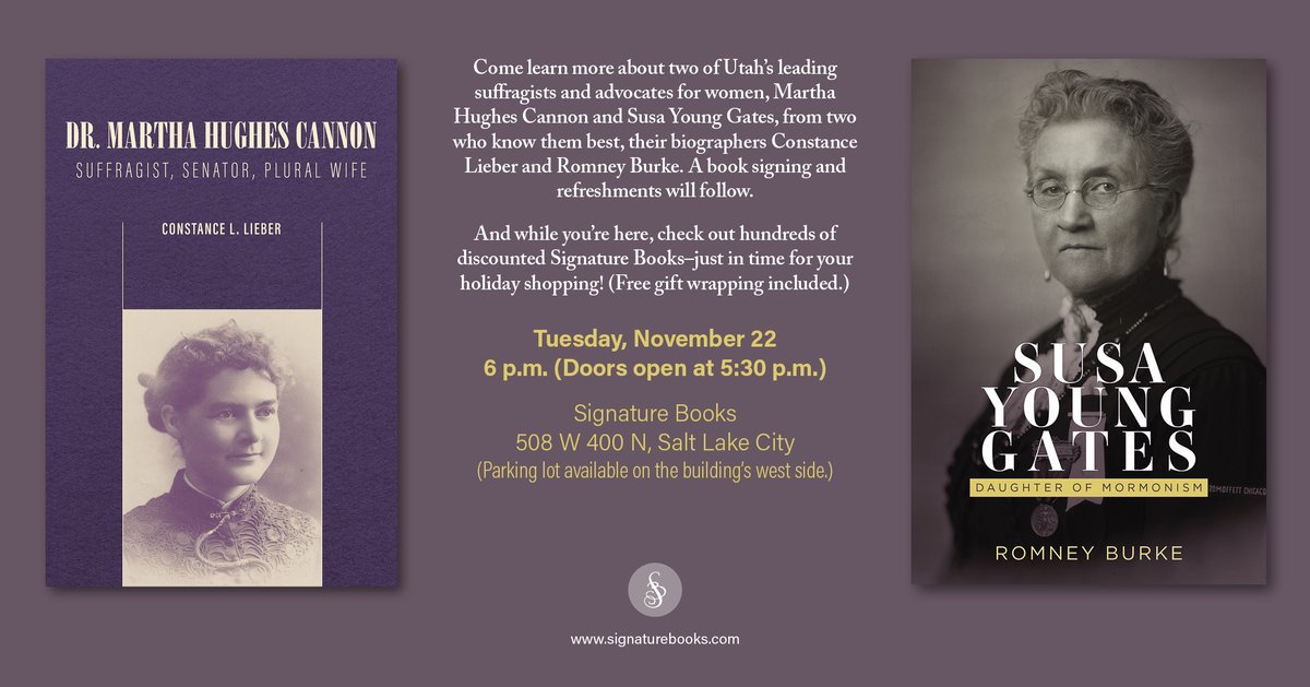 BetterDays2020's tweet photo. There's a new biography about #MarthaHughesCannon! @signaturebooks is hosting a book signing on Tuesday with Constance Lieber, who's spent decades researching the details of Martha's trailblazing life.
#herstory #SendMartha https://t.co/gUXAuJ1eXZ