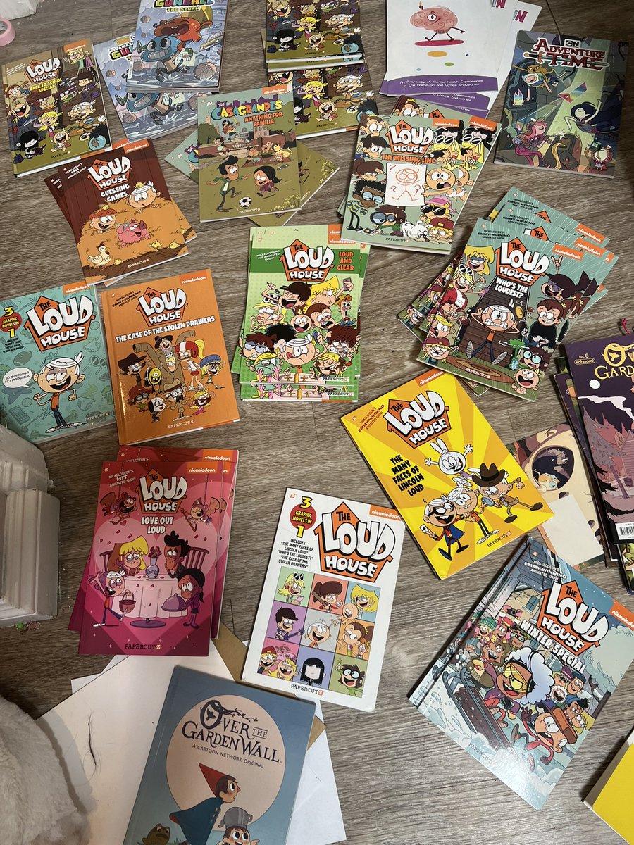 When I lay out all the books I've worked on (that I still have bonus copies of haha) it's pretty cool…!! Also, I REALLY hope some loud house fans are interested in some signed books! I have many many many (though most are going to my new neighbors kids 💚) 