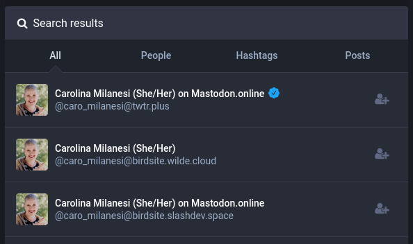 Hey @caro_milanesi, which one is you? Mastodon is getting quickly filled with bots that simply repost (and maybe misrepresent) folks in Twitter. Same happened to @danielnewmanUV.