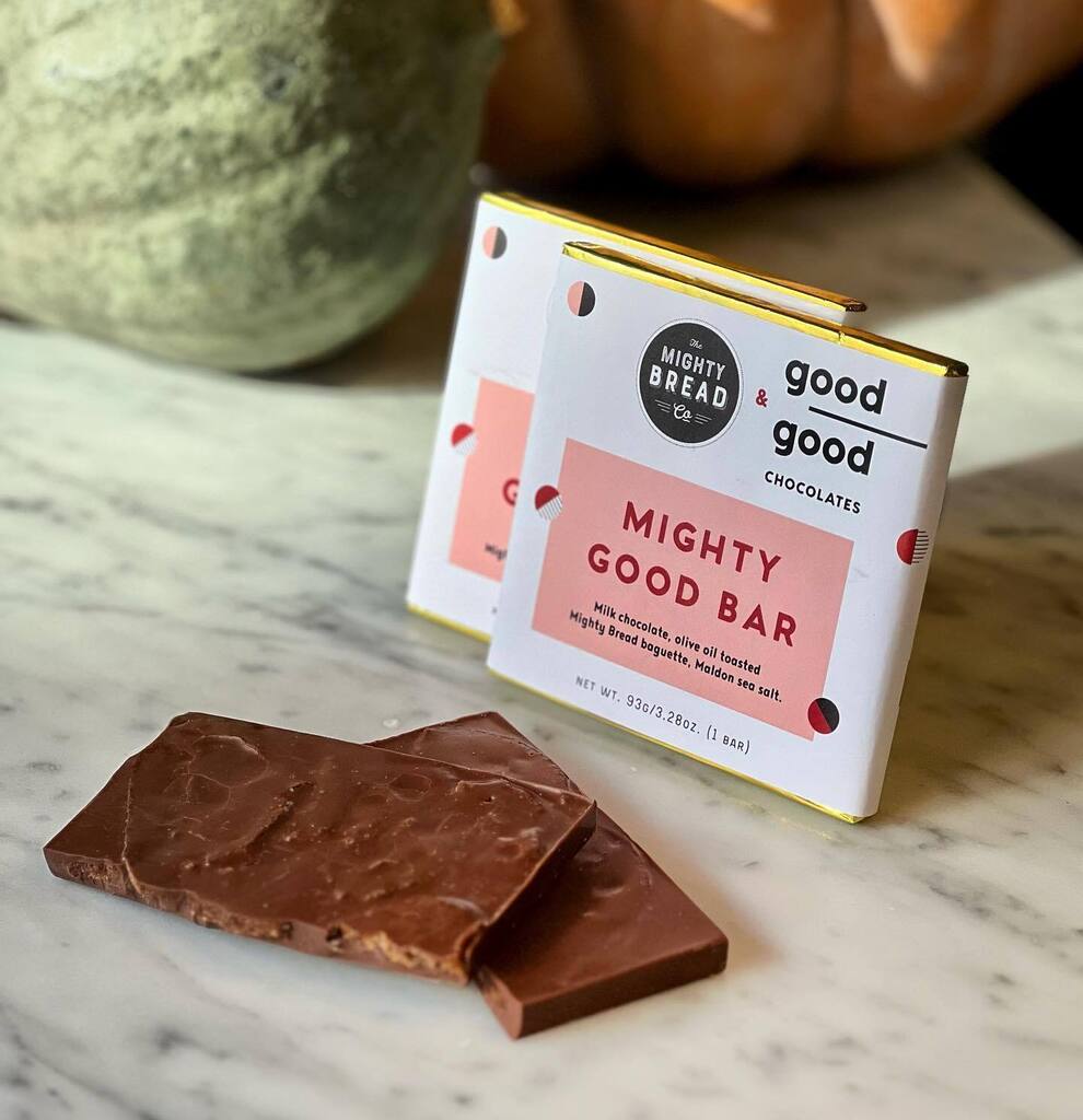 This is a big one! So excited to announce a collaboration with our friends @goodgoodchocolates ! The Mighty Good Bar is a decadent milk chocolate bar that has olive oil toasted slices of Mighty Bread baguette in it. Like the best crunch bar you’ve ever h… instagr.am/p/ClJ02o2JEa-/
