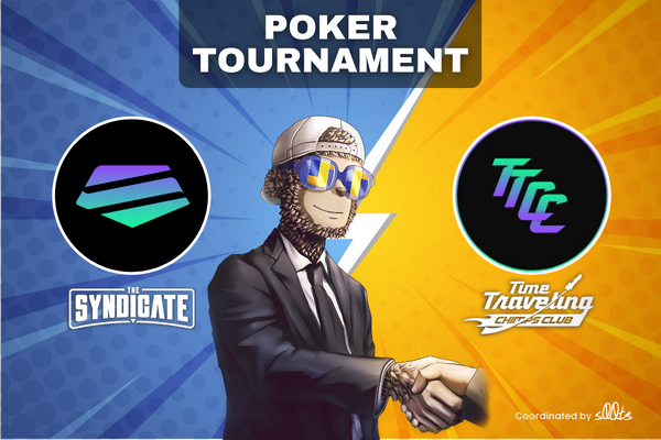 The <a href="/s00ts_/">$oots</a> just organised a collab between <a href="/thesolsyndicate/">The Sol Syndicate</a> &amp; <a href="/TimeTravelingCC/">Time Traveling Chimps Club</a> to host a Poker Tournament next week with NFTs &amp; $SOL prizes

This should be a good one