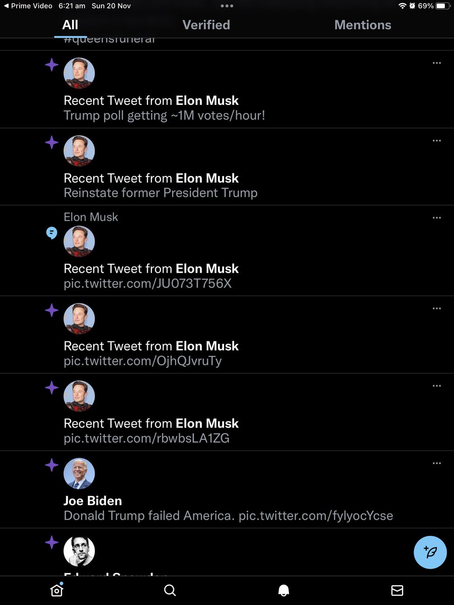 RubyandAlex's tweet image. You’d think there was only one person tweeting 

My ‘all notifications’ and with no alerts on this account 

#ElonMusk