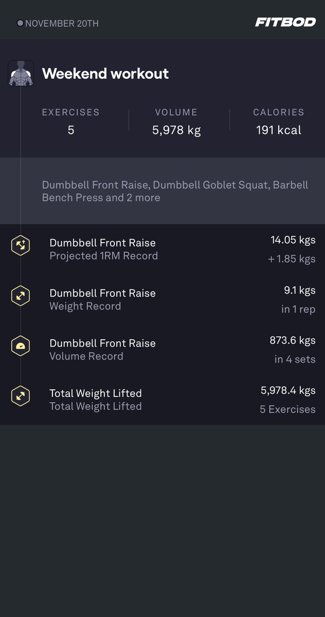 mslattery9's tweet photo. I just hit a new Personal Record with @fitbodapp! Try my workout at https://t.co/F6mXX36jwy https://t.co/pmRcPy0B30