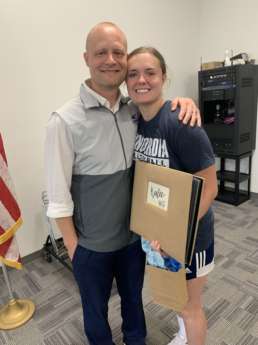 cunevolleyball's tweet photo. Congrats to Kalee Wiltfong! Recipient of the NAIA Champion of Character award for our team. 💙🏐🐾🐶 #LeanIn https://t.co/BjGPOLHQY9
