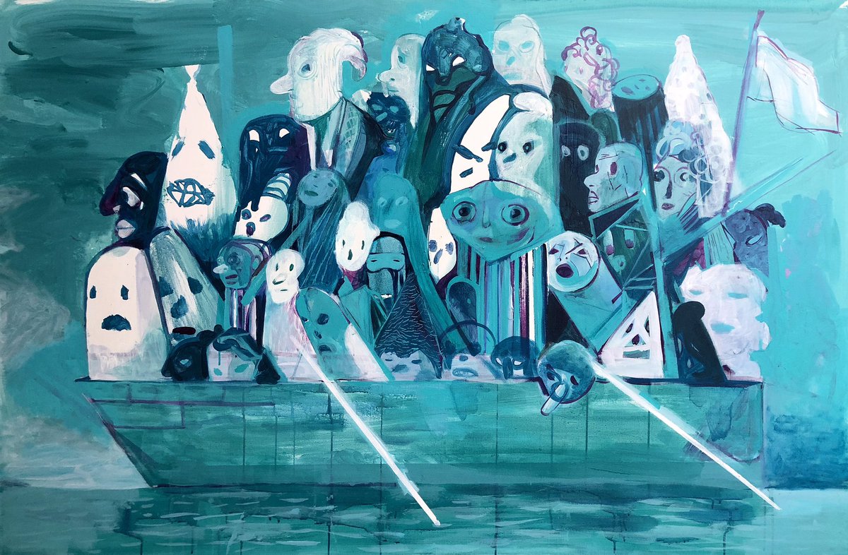edelstudio's tweet photo. “Strangers”, 2018, acrylic on canvas, 60” x 40”, private collection #painting #edelrodriguez #art https://t.co/YLJR31o0uZ