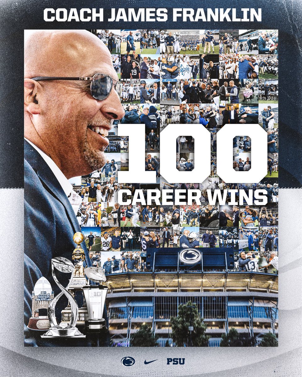 Penn State Football (@pennstatefball) on Twitter photo HC1 🤝 100 Career Wins HC1 🤝 100 Career Wins