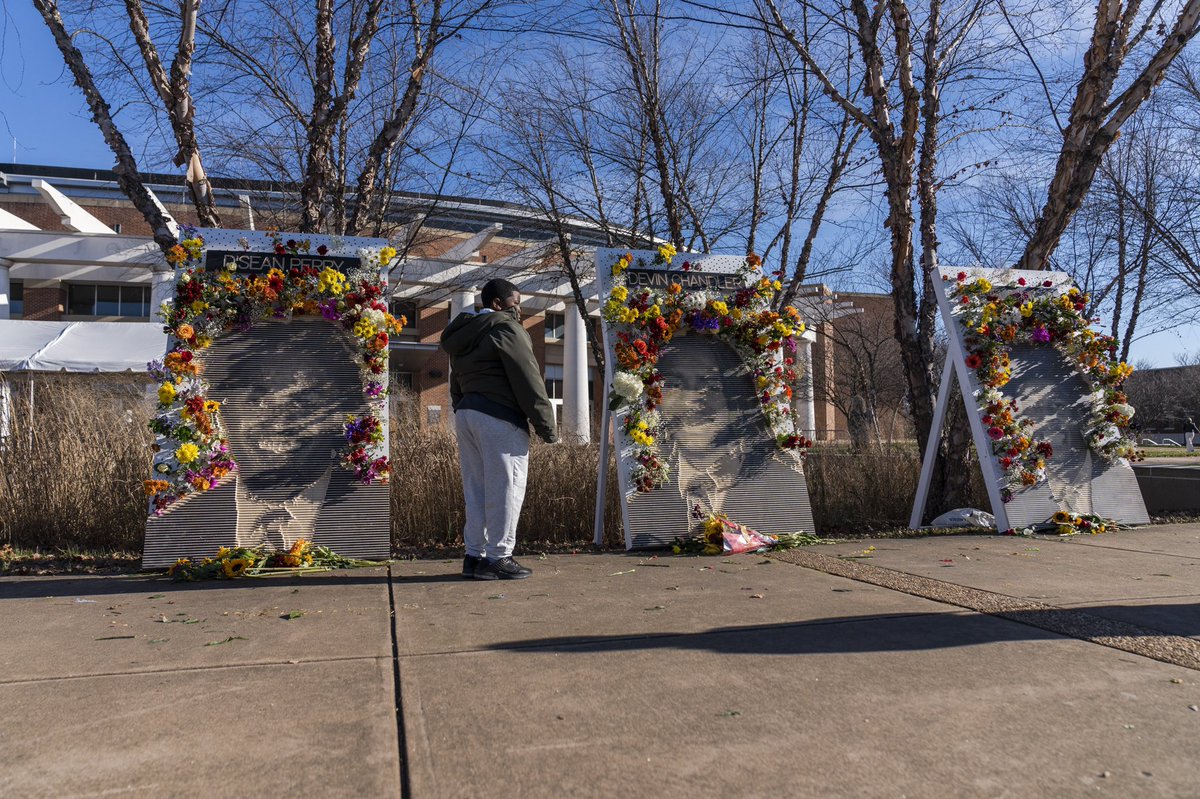 Today's Memorial Service honored the lives of Devin Chandler, Lavel Davis, Jr. and D’Sean Perry, as well as the two students injured in the shooting, Mike Hollins and Marlee Morgan. Always remember the light they share with all of us. #UVAStrong