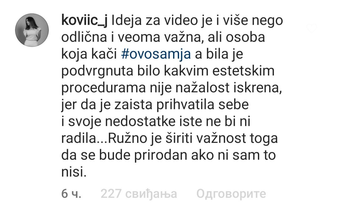 missprovocateur's tweet photo. Komentar sa kojim se slažem od pocetka do kraja na Dunjin reels #ovosamja #caosvima #emilijamilojević https://t.co/wqK03I7O5U