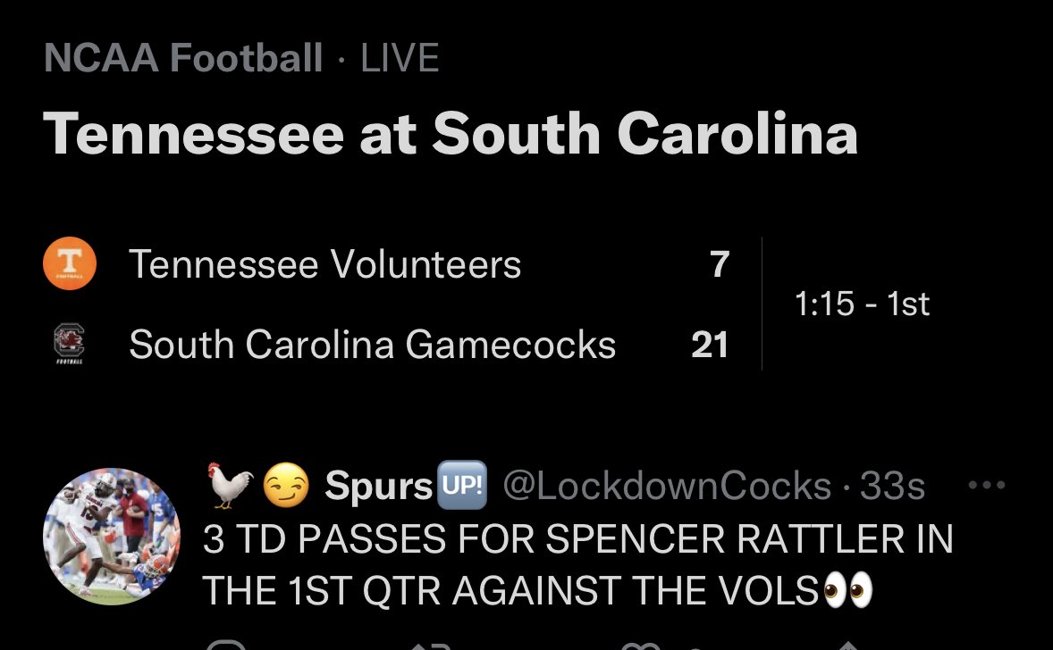 IF SOUTH CAROLINA UPSETS #5 TENNESSEE WE’LL GIVE A $100 FREEPLAY TO 5 PEOPLE WHO RETWEET THIS TWEET 💰

*Must RT before halftime to win