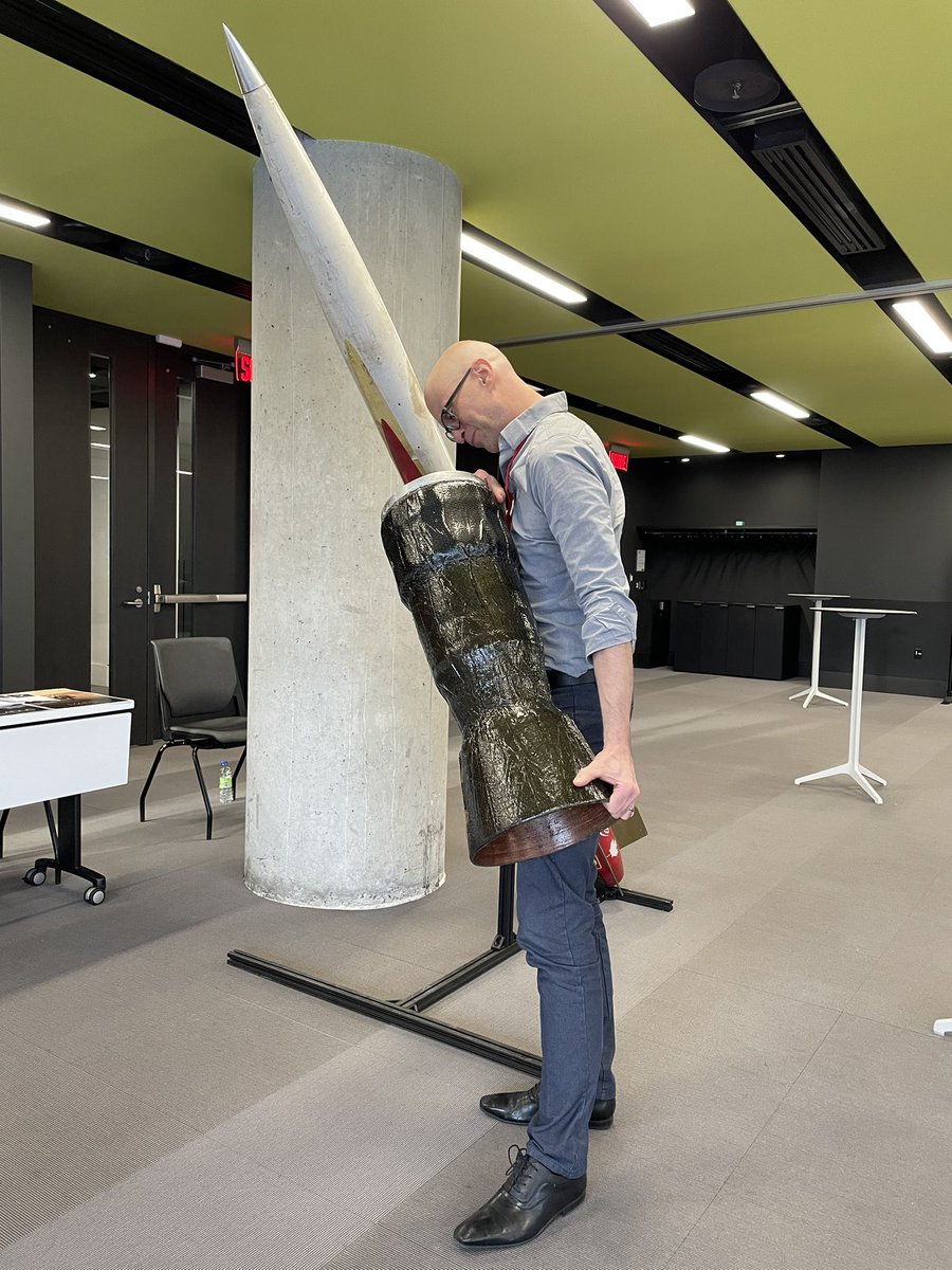 Last summer, I created a bit of a stir when I tweeted out a picture of a <a href="/SpaceConcordia/">Space Concordia</a> 35 kN rocket engine being hydrotested in a bathtub. Today, at the <a href="/space_ex_mtl/">SpaceEx</a> conference, I got to hold the real thing! #SPEX2022,