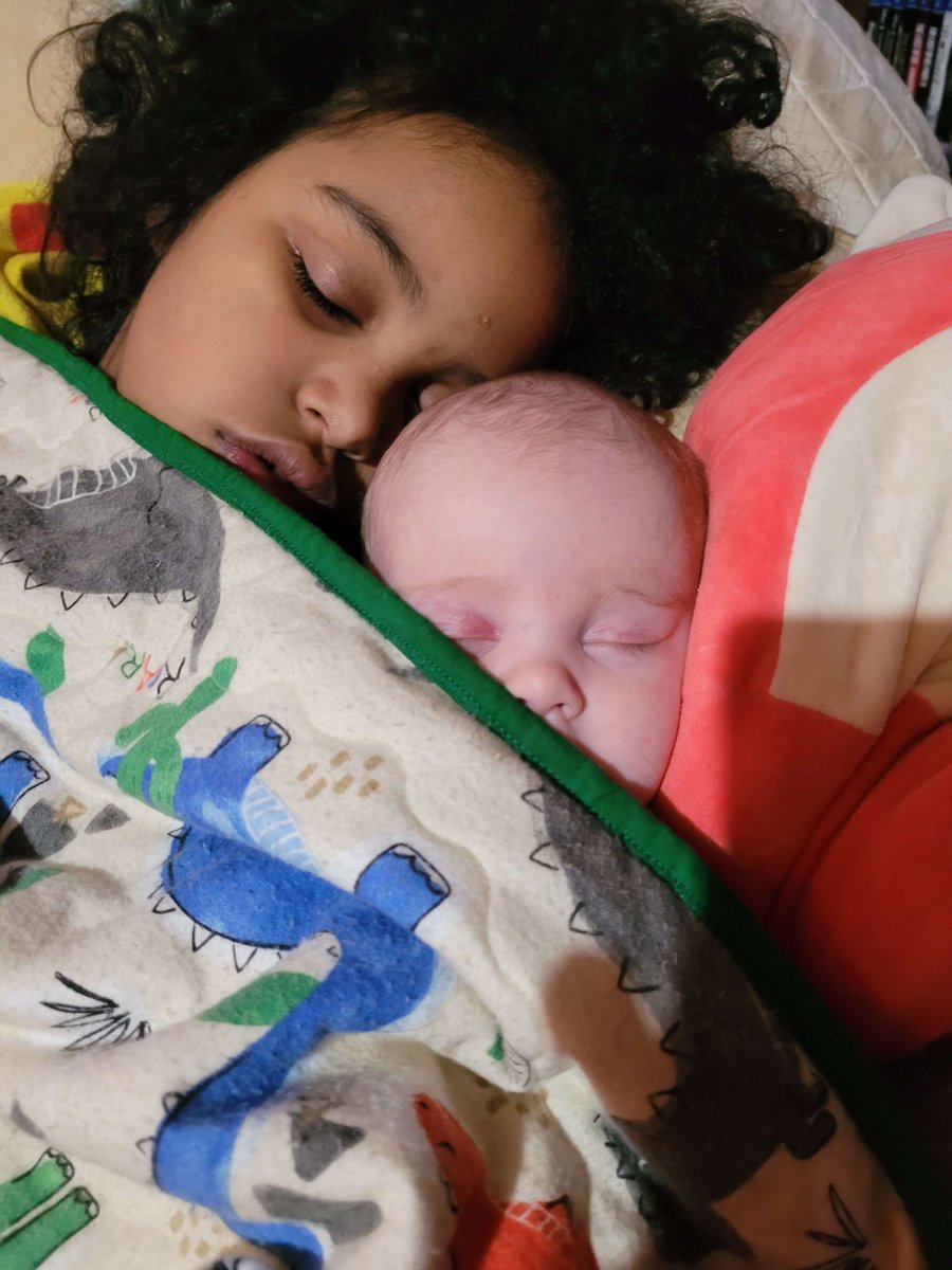 Caideenah's tweet photo. Big sis found out lil bro was cold. Warm cuddles are nice. Everyone is sick here. But they sure look precious. https://t.co/2DRh9E5sXU