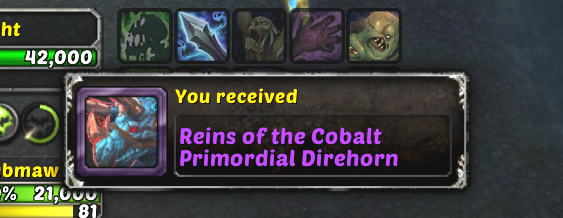 There it is, the first ever world boss mount drop for me. 1/4 MoP content done.