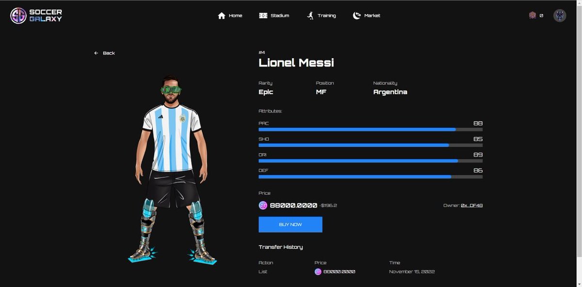 PLAYER NFT ATTRIBUTES Each player has 4 types of attributes: Pace (PAC) Shooting (SHO) Dribbling (DRI) Defending (DEF) #bscgem #GameFi‌ #WorldCup2022 #BNBChain #Messi #Binance