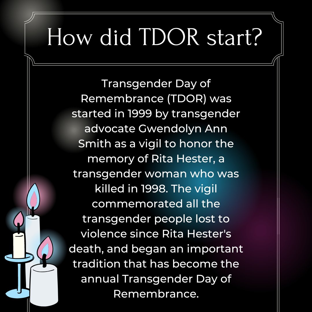 kyc_lgbtqcenter's tweet photo. Trans Day of Remembrance is coming up on 11/20 🏳️‍⚧️ 🕯️

Not sure what TDOR is? Scroll through our posts to gain some backstory on where this day came from and how YOU can participate.
.
.
.
#tdor #tdor22 #transdayofremembrance  #LGBTQIA  #wearekyc #chicago #northwestsuburbs https://t.co/oyGphAZ9c1