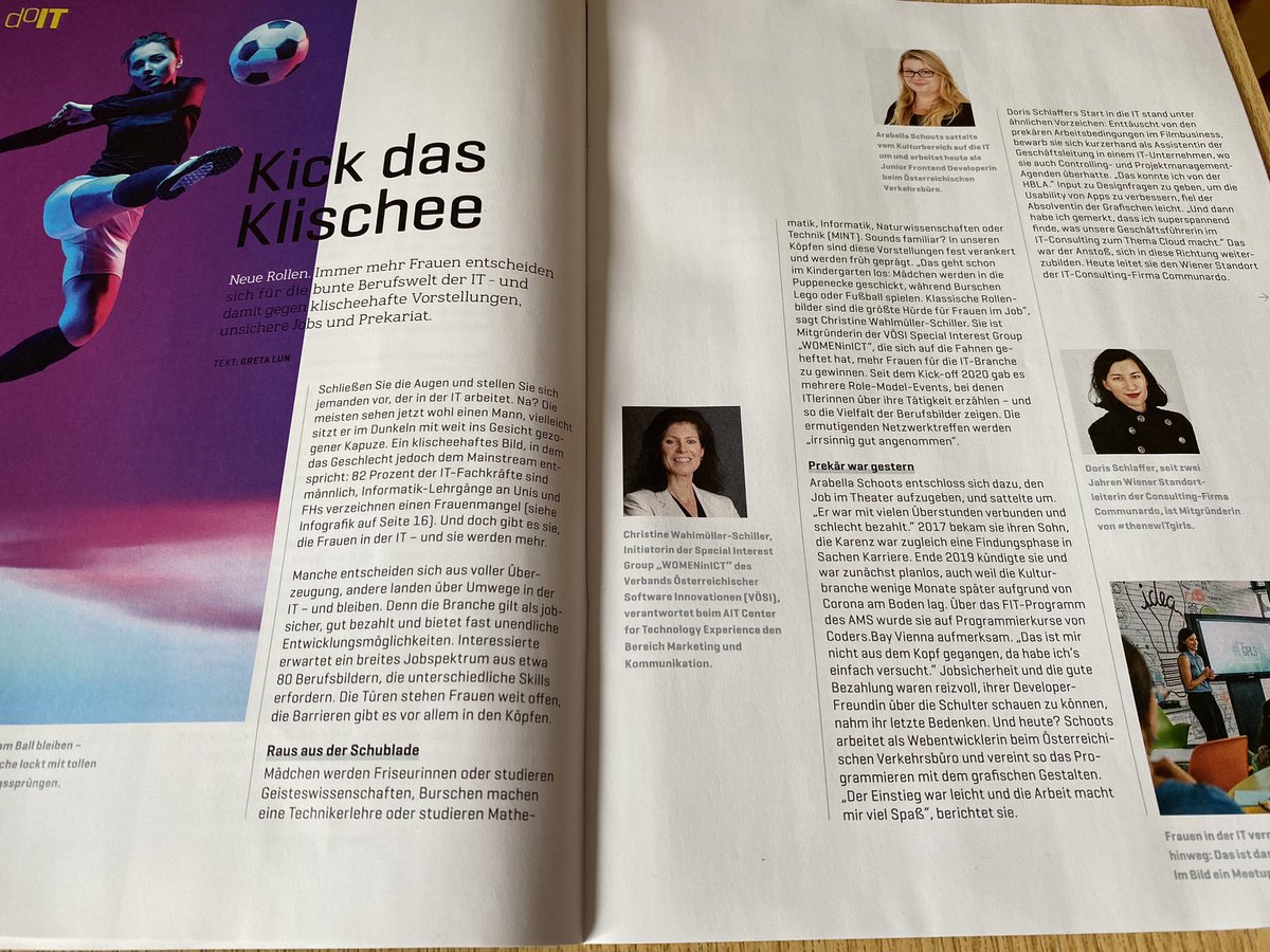 Kick die Klischees! Heute im doIT im <a href="/derStandardat/">DER STANDARD</a> . Frauen haben alle Chancen dieser Welt #womeninict