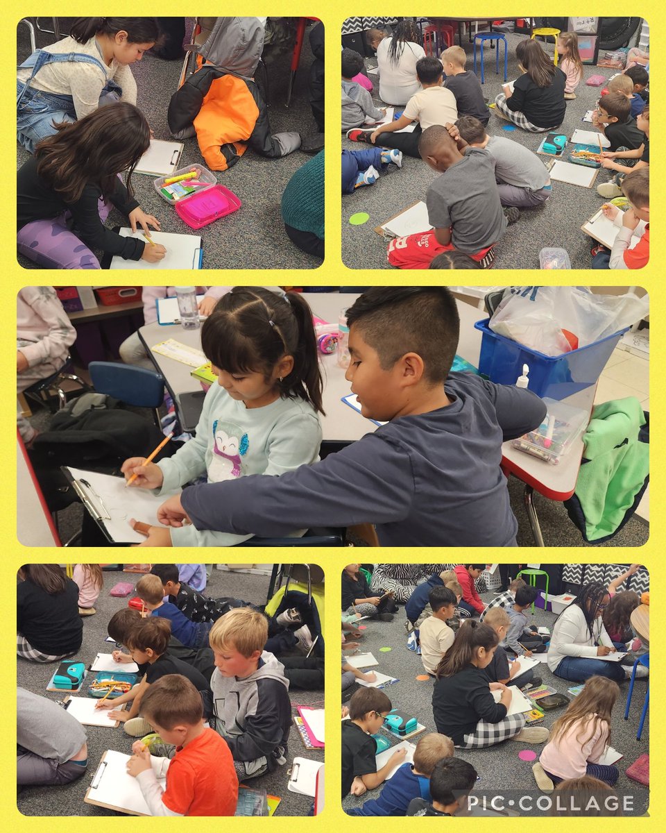 3rd Grade has directed-drawing fun with kindergarten buddies. <a href="/ArtforKidsHub/">Art For Kids Hub</a> <a href="/kosienm/">Michelle Kosieniak</a> <a href="/CheetahChamps/">Cheetah Champions</a> <a href="/CSPrincipalD93/">Corinne McCabe</a> #PBIS