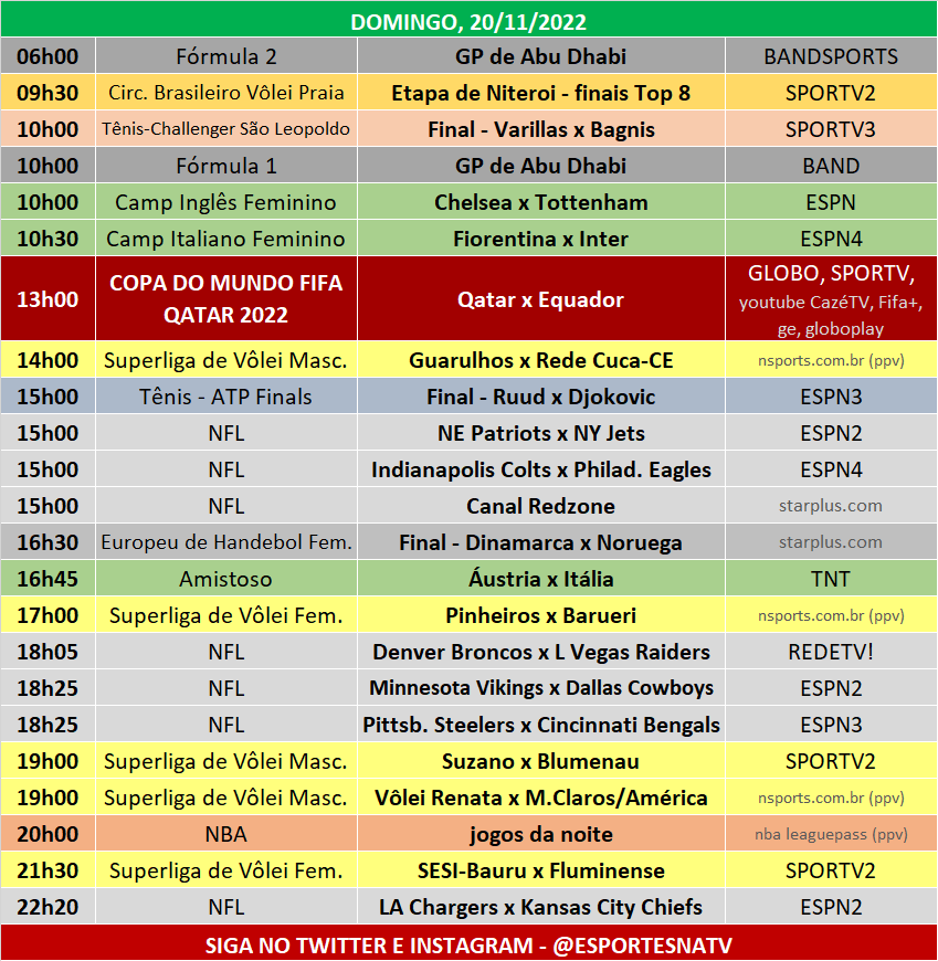 Esportes Na TV 📺 on X: A agenda esportiva desta SEGUNDA-FEIRA  (29/08/2022)  / X