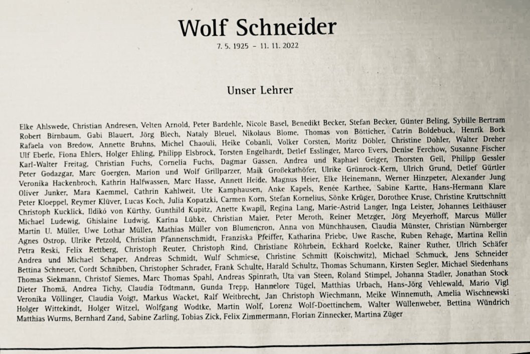mtspahl's tweet photo. Heute in der @SZ 😔 RIP #WolfSchneider @Nannenschule https://t.co/JczrBQIywX