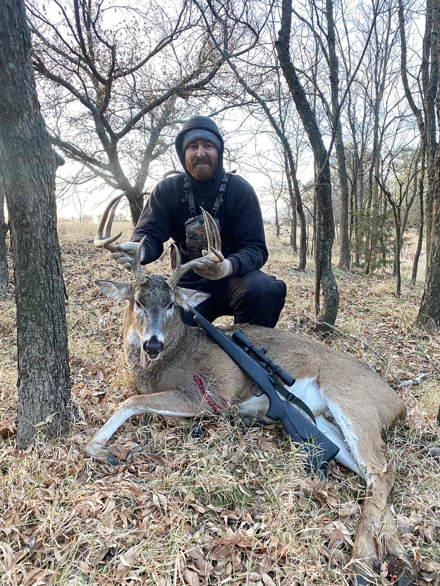 Knocked down my first whitetail this morning!
