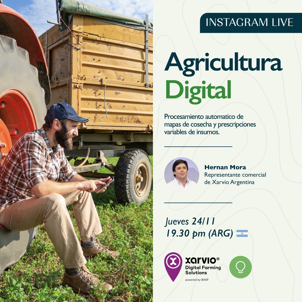 NestersTech's tweet photo. La semana que viene vamos a hacer un instagram live con @xarviodf dirigido por @HernanMora76 🔥

Vamos a charlar un poco acerca de sus funcionalidades: mapas de cosecha, siembra y nutrición variable.

Save the date: 
Jueves 24/11 a las 19.30.

¡No te lo pierdas! https://t.co/UXvzgGIklH