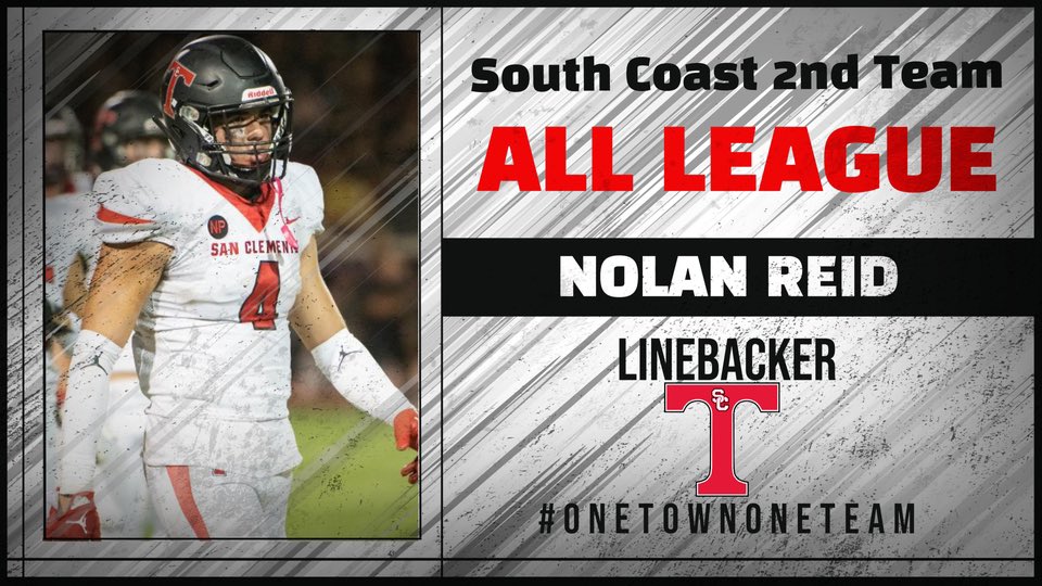 Congrats to Senior OLB <a href="/NolanReid16/">Nolan Reid</a> on being named 2nd Team All South Coast League Defense! Nolan’s speed and athleticism made him a constant threat as a edge rusher! With a 4.6 GPA, some college program will get a great student athlete! 🔱