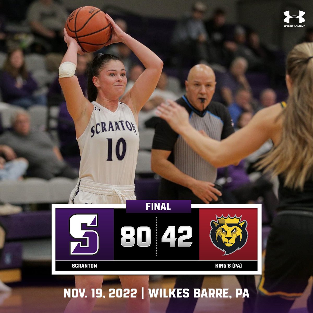 WBB: ROYALS WIN!!! Kaci Kranson led all scorers with 19 while Allie Lynch chipped in 12 off the bench to lead <a href="/ScrantonWBB/">Scranton Lady Royals</a> to a 80-42 win over King’s this afternoon! The Royals advance to the Cross County Championship where they’ll take on Wilkes tomorrow at 3 pm! #GoRoyals