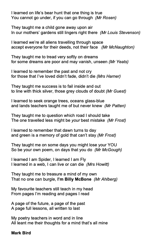 I know the poem is too long but how do you leave anyone out when so many poets and poems taught you to how to live your life @PieCorbett @MichaelRosenYes @moses_brian #poems4kids #poetrytwitter #poets #Influencer #allanahlberg @AttieLime #brianpatten #KitWright @ShelSilverstein