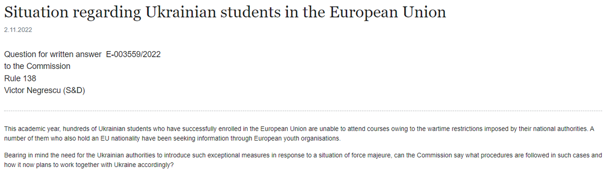 vespa_matteo's tweet photo. Thank you @negrescuvictor for raising the issue of the Ukrainian male students stuck at the border towards the European Commission! https://t.co/PiHIoCvURr