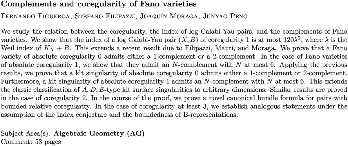 math.AG Algebraic Geometry daily arXiv submissions tweet media