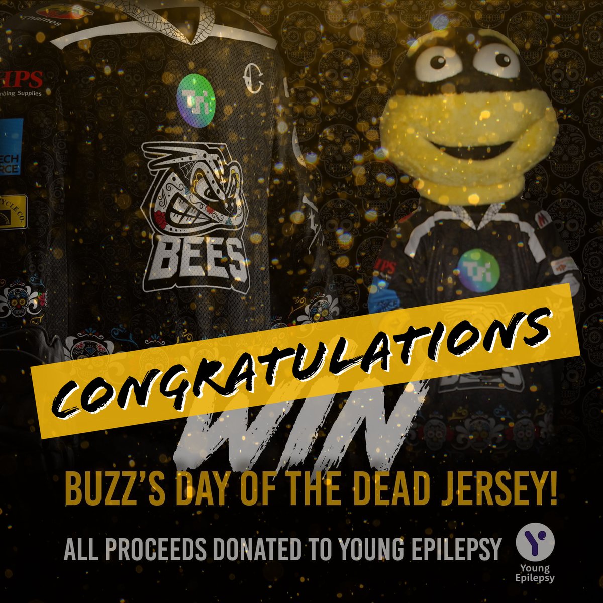 🏅CONGRATULATIONS🏅

We’re pleased to announce that Buzz’s Day of the Dead Jersey goes to…

MARK WHITE

Big Thank You to everyone who brought tickets. Together along with <a href="/TSIWorld1/">TSI World</a>, Harvey Stead &amp; Daisy, we have raised a grand total of £400 for <a href="/youngepilepsy/">Young Epilepsy</a>! 

THANK YOU!!