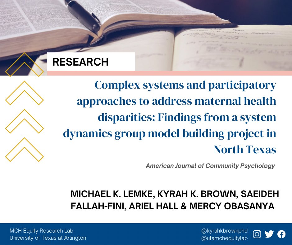 Check out our recent article describing a participatory system dynamics modeling project focused on Black maternal health (doi.org/10.1002/ajcp.1…).Thank you to our amazing partners who devoted their time and genius! #publichealth #blackmaternalhealth #research #citeblackwomen