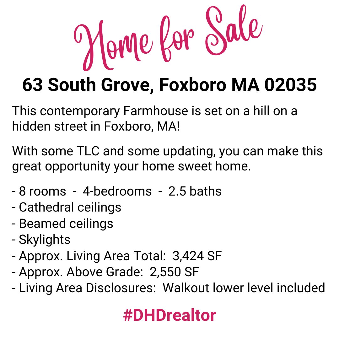 DHDrealtor's tweet photo. ⭐ GREAT OPPORTUNITY ⭐
63 South Grove, Foxboro MA 02035
$550,000
#homeforsale #needsTLC #FoxboroMA #FoxboroMArealestate #fixerupper #homeforsaleFoxboro #MArealestate #Foxbororealestate #MAhomesforsale #homegoals #DonnaHaynesDwyer #DHDrealtor #realestate #EXPrealty #DHDhomes https://t.co/BJMnDzu4k0