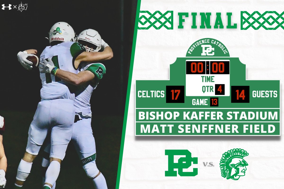 Providence Catholic defeats St. Francis 17-14 in Wheaton

Next up: State Championship vs. Sacred Heart Griffin

WERE GOING TO STATE!!! BELIEVE. 

#TheCelticStandard