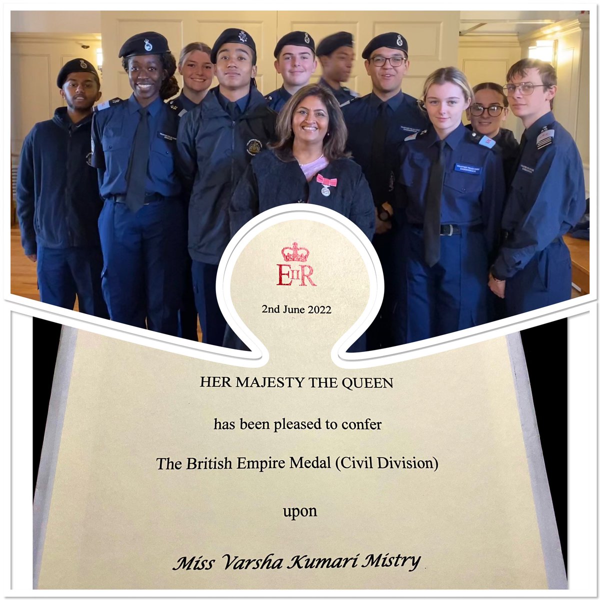MPHinduAssoc's tweet photo. Immensely honoured to be celebrating the lasting special legacy of our Late Her Majesty the Queen Elizabeth ll who continues to shower us with her blessings. Thank you to the amazing SE London @MPSCadets for looking after us - very proud of you. https://t.co/xLYaeyE6Ks
