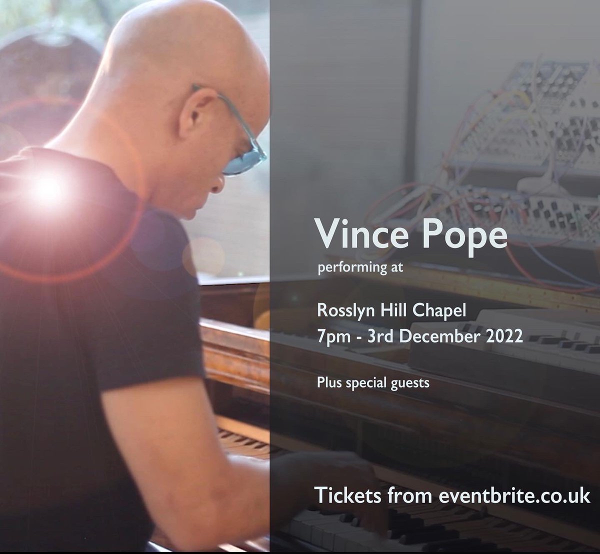Come along see some new music in the beautiful surroundings of Rosslyn Hill Chapel - Hampstead - December 3rd tickets through eventbrite - eventbrite.com/e/vince-pope-a…