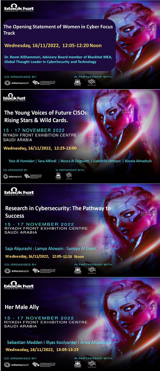 Q8Thunders's tweet photo. in enriching the Conference's by #Keynoting- #FireSide_Chat 🔥, #Moderating Panels🎤, #Supervising and #Opening  the #Women_in_Cyber_FocusTrack 👩🏻‍💻 that showcase the various Areas which #Women are excelling in #CyberSecurity. This is all have been Happening in Black Hat MEA,.. https://t.co/r7g8loBeR2