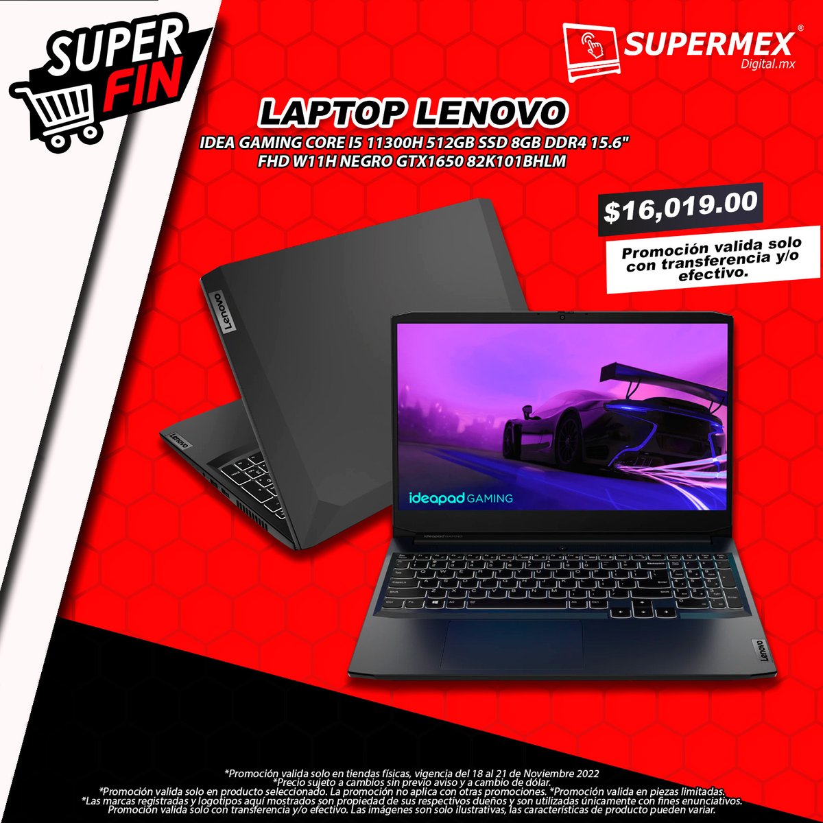 Lleva a todas partes tu laptop Lenovo y disfruta de su gran rendimiento. Aprovecha la super promo este Super Fin
¡Disponible en tiendas físicas!
🚩Comunícate vía Whatsapp +52 55 9162 8036 👉 bit.ly/3clBkOr
#Supermex  #tecnología #PC  #innovación