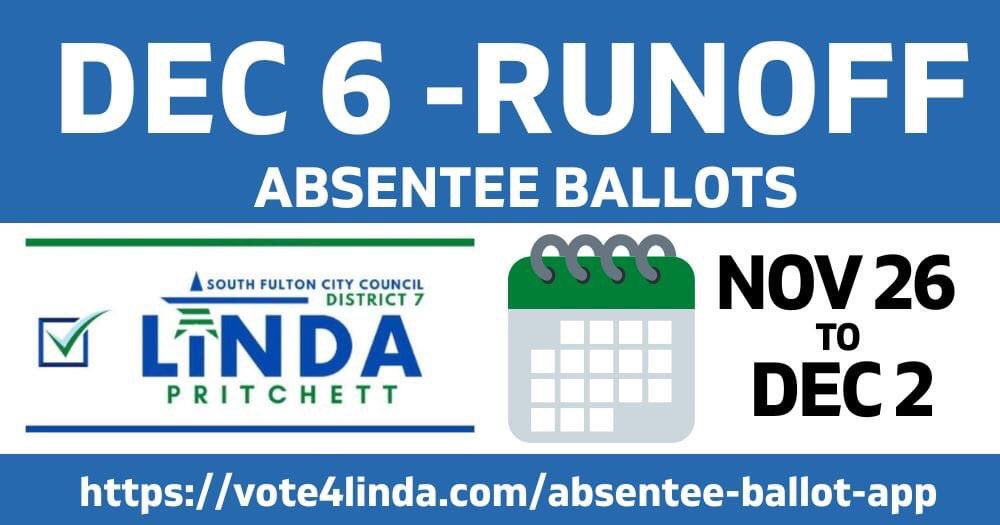 Fulton County Early Voting Dates changed twice in a week but it’s final, we can start voting Nov 26! #vote4linda