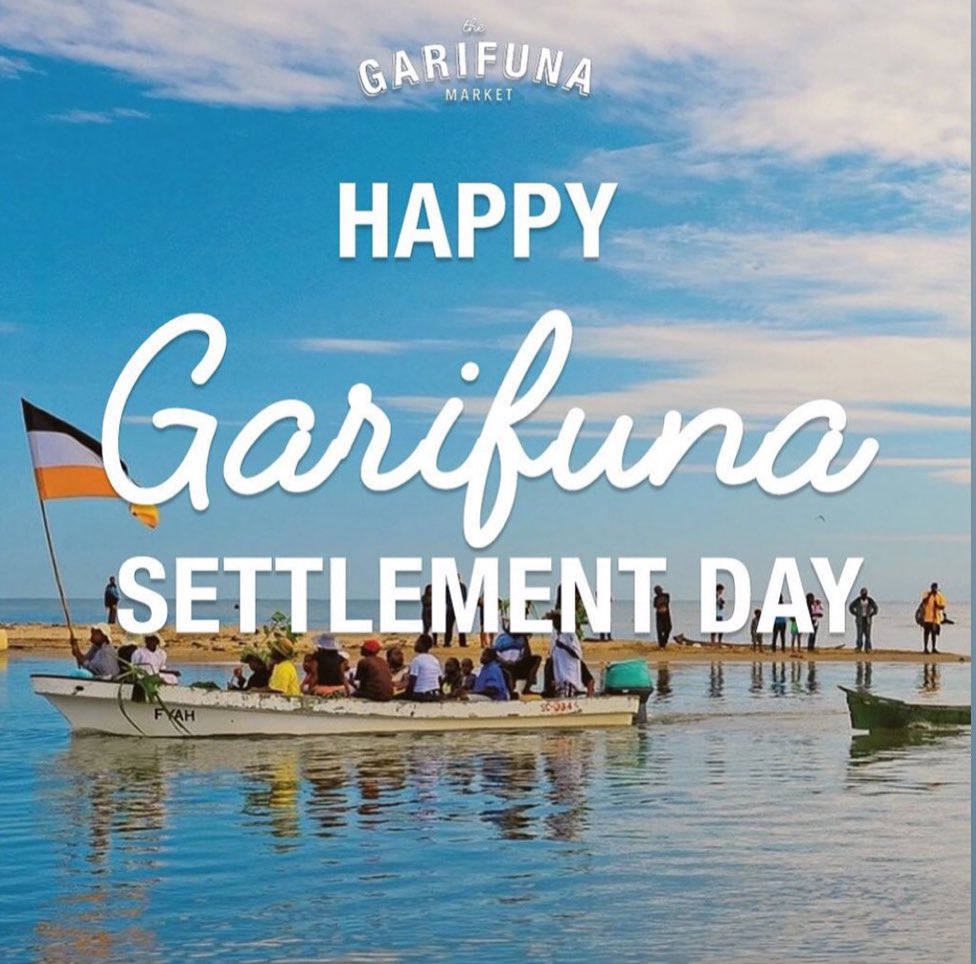 Happy Garifuna Settlement Day! 💛🤍🖤 Today celebrates the settlement of our Garifuna people in Belize after leaving from St. Vincent & the Grenadines. In 1802, Garinagu led by Alejo Beni arrived in Belizean waters. #garifuna #garifunasettlementday #belize ##garifunaculture