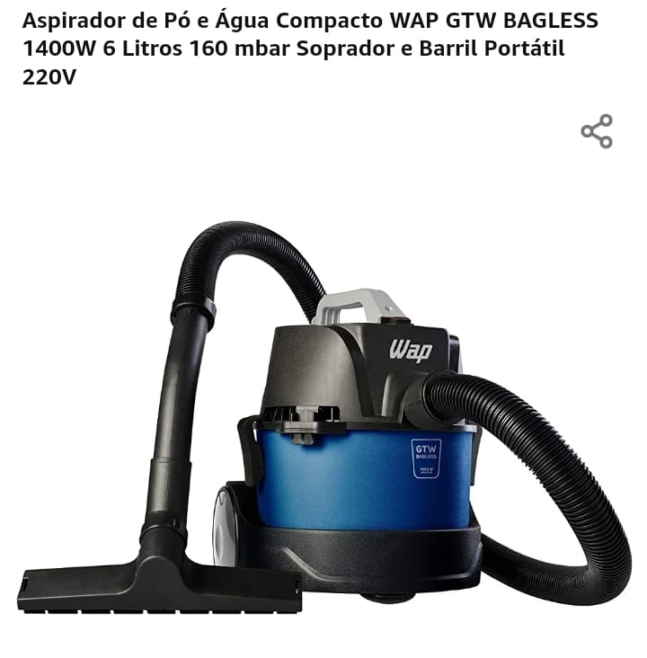 Aspirador de Pó e Água Compacto WAP GTW BAGLESS 1400W 6 Litros 160 mbar Soprador e Barril Portátil 220V

💲por *R$ 222,90*
💳Em até 4x sem juros

🚛Frete grátis, várias localidades
📤Amazon 👇
amzn.to/3hB4jDg
_Acaba rápido_

🥰Participe do grupo
📢bit.ly/ytecnozap