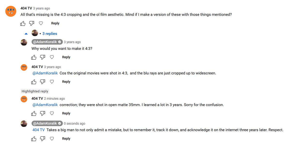 AdamKoralik's tweet photo. This comment thread oddly restored some faith in humanity. Please note the time stamps.

Context, this was on my #BacktotheFuture4 edit.

#BackToTheFuture #BTTF @BacktotheFuture https://t.co/MBIBw6Ac5Q
