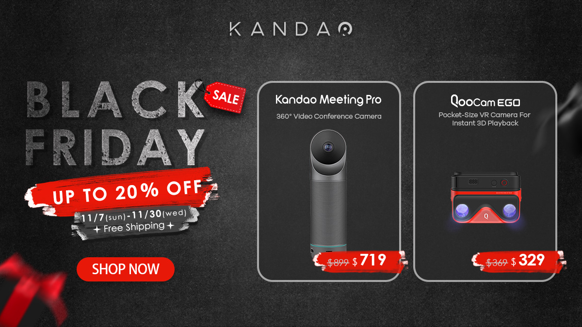 KandaoVR's tweet image. Kandao Black Friday🥳🎉
⏰Time: 11/7. Sun-11/30. Wed
🛒Kandao Meeting Pro:  $899➡️$719
🛒QooCam EGO:  $369➡️$329
Shop now: us.kandaovr.com
Come and get the BEST deal!🤩🤩
#Sale #kandaomeetingseries #discount #conferencingcamera #QooCamEGO #BlackFridaysale #bestdeals