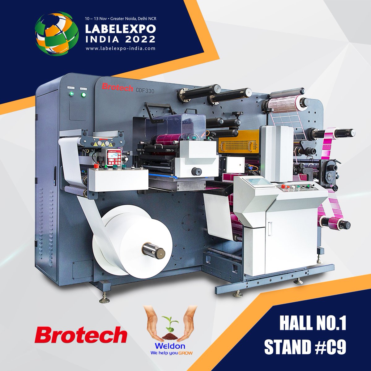 Thanks to our partner Weldon Celloplast Limited 
<a href="/HarveerSahni/">Harveer Sahni, www.weldoncelloplast.com</a> our best seller machine - CDF330 Digital Label Finishing System will be displayed in the Labelexpo India 2022
Visit us🔜Hall No.1 Stand #C9 from 10th - 13th Nov, 2022.

#Brotech #Labelconverting #labelfinishing