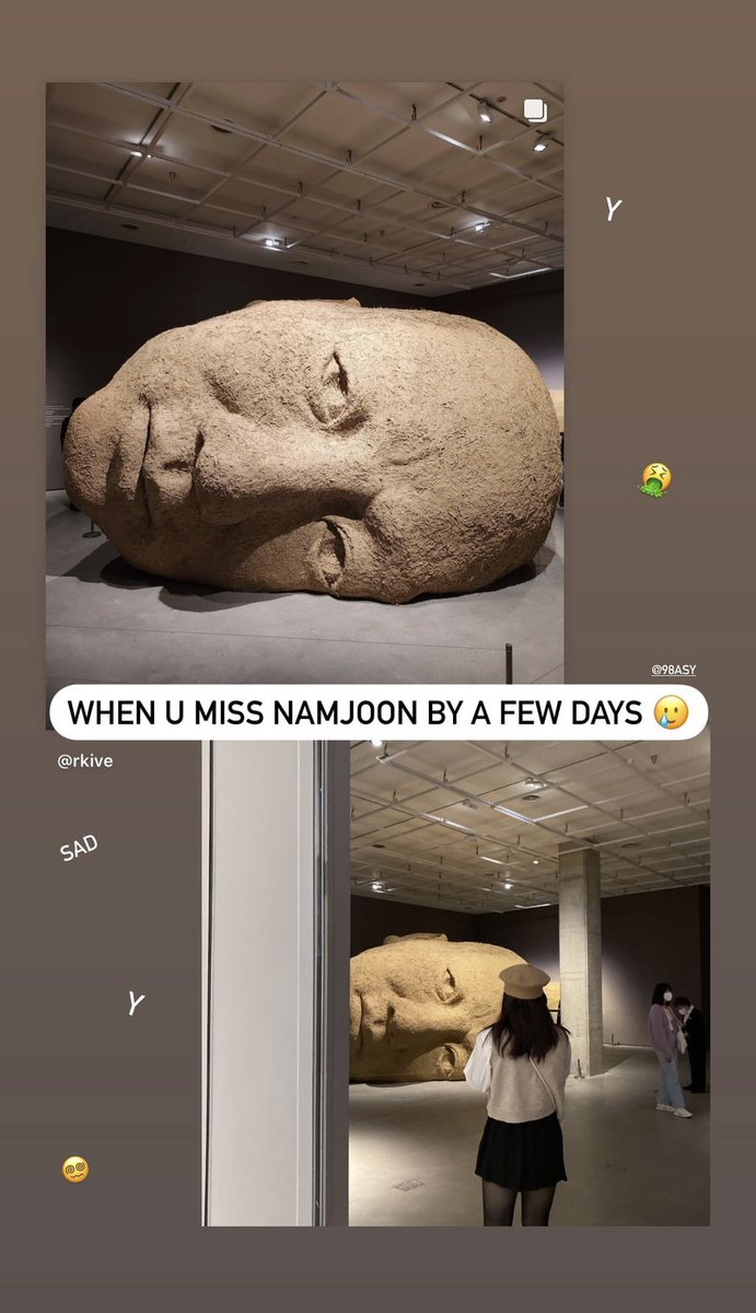185csb's tweet photo. GUYS IM GONNA CRY I LITERALLY MISSED NAMJOON BY A FEW DAYS 😭😭

Not us having the same taste in art 😭😭 https://t.co/IJtH41tnxt