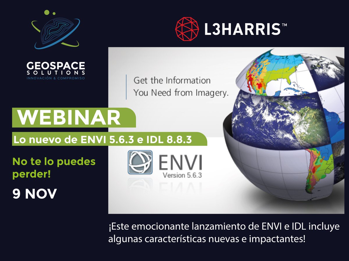 GeoSpaceSol's tweet photo. ENVI 5.6.3 FINALMENTE LLEGÓ!!!
¡Este emocionante lanzamiento de la nueva versión de #ENVI e #IDL incluye algunas características nuevas e impactantes!
Regístrate aquí: 👇👇👇👇
https://t.co/SSHYskGY12
#GeospaceSolutions #L3Harris #ENVIanalytics #RemoteSensing #imageanalysis https://t.co/xhedB6t7DO
