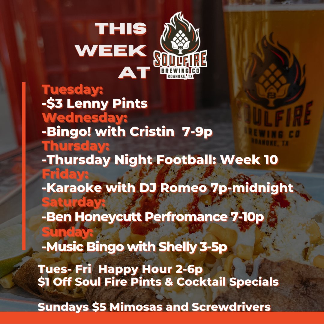 🔥 This Week at Soul Fire #roanoketx #dfwthingstodo #fortworththingstodo #dallasthingstodo #dallastx #fortworthtx