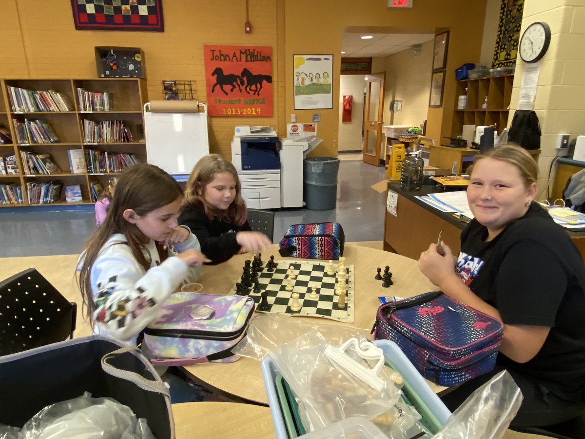 So nice to see our older chess players teaching younger students how to play today. <a href="/JAMMustangs/">McWilliam Mustangs</a>