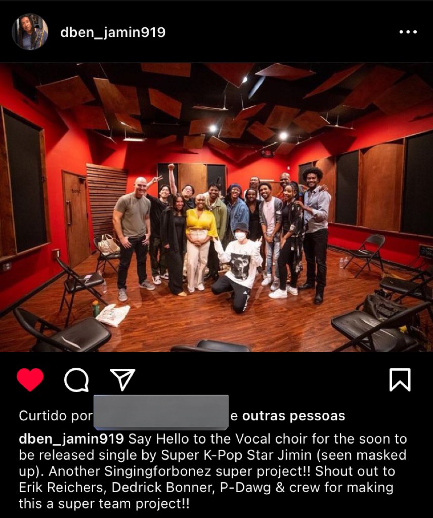 btsbrasil_on's tweet photo. [IG] Mais um surto vindo aí! 🆘🗣 O maestro e músico Duane Benjamin, que já trabalhou com o #BTS (@BTS_twt), postou uma foto com o #JIMIN anunciando a chegada de um single:

“Diga olá para o coro vocal do single, que será lançado em breve, da Super Estrela do K-Pop Jimin (de + https://t.co/kZ3VQnDW88
